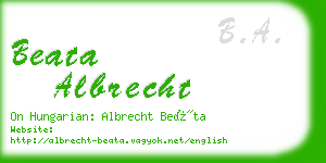 beata albrecht business card